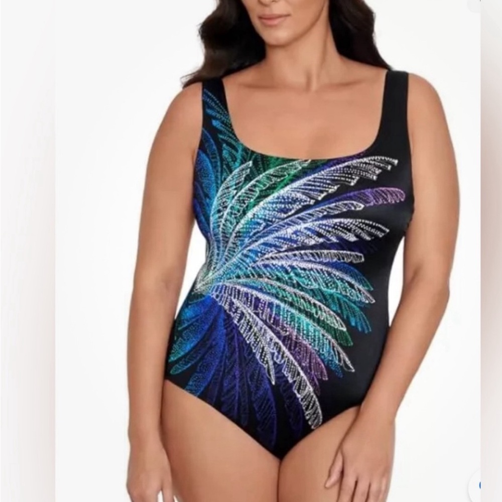 Swim Solutions PALM IN PALM Firework Print tummy control One-Piece Swimsuit-14